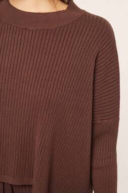 NEW TEA N ROSE ribbed crew sweater in cacao